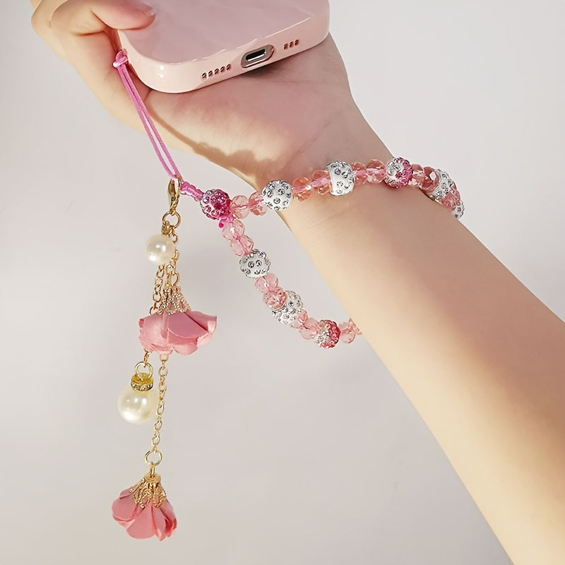 Fashionable Universal Phone Accessory With A Short Crystal Chain, Pure Phone Case, Pendant, And Wrist Strap